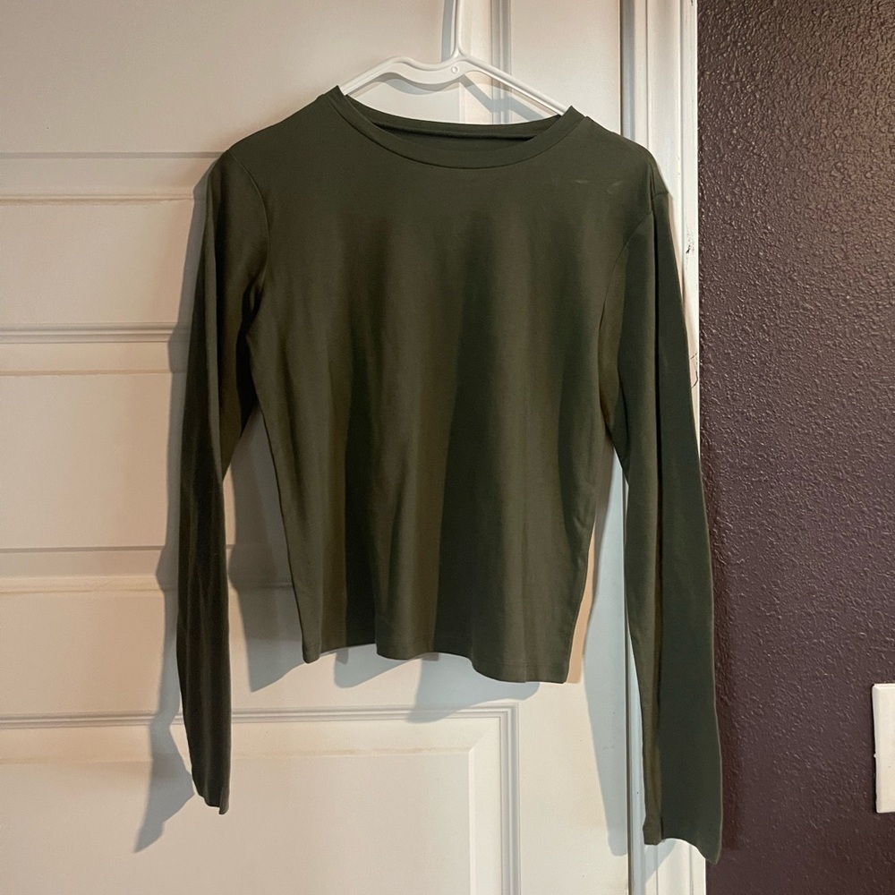 Long sleeve crop dark green size xs